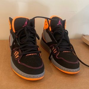 nike jordan 1 flight, girls, 5.5 youth (boys size) blk, gry, org